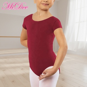 Maillot <span class=keywords><strong>de</strong></span> Ballet MiDee <span class=keywords><strong>de</strong></span> Algodón Suave para Niñas, con Cuello Redondo, Mangas Cortas y Espalda Descubierta en U para Entrenamiento <span class=keywords><strong>de</strong></span> <span class=keywords><strong>Danza</strong></span> - Product Image 1