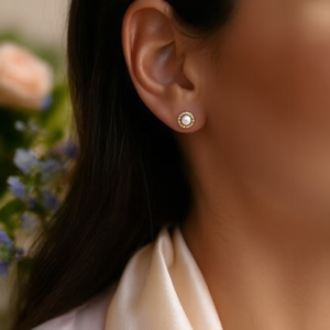 Pendientes de perlas Amy Amy, chapados en oro, perlas de imitación redondas, blancas, clásicas, para uso diario, joyería para mujer PE0551 - Product Image 2
