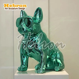 Statue de <span class=keywords><strong>Bouledogue</strong></span> Français Unique en Résine Personnalisable, Peinture Électronique en Fibre de Verre, <span class=keywords><strong>Bouledogue</strong></span> avec Lunettes de Soleil, Statues de Chiens - Product Image 1