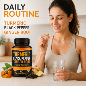 Nouvelles capsules de curcuma biologique, de gingembre et de poivre noir 1000 mg - Soutien antioxydant, métabolisme articulaire, santé, 60 capsules pour adultes - Product Image 5