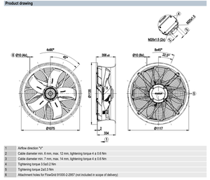 ebm-papst W3G910-OV12-08 910mm EC Axial Fan High Efficiency Industrial Ventilation Cooling Fan HVAC and Cooling Tower Systems - Product Image 2