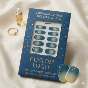 Envolturas de <span class=keywords><strong>Uñas</strong></span> de Gel Ombre Starlight Premium con Detalles de Estrellas Plateadas, Adhesivos de <span class=keywords><strong>Uñas</strong></span> de Larga Duración Sin UV, Arte de <span class=keywords><strong>Uñas</strong></span> DIY, Etiqueta Privada Personalizada - Product Image 1