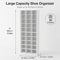 Meuble à chaussures autoportant blanc haut avec 30 compartiments, design à 7 niveaux, rotation à 360°, organisateur de rangement gain de place pour entrée et placard