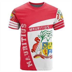 Camiseta de Playa de la Isla de Mauricio, Camiseta Roja de Verano para Hombre, Impresión Bajo Demanda, Camiseta Personalizada al por Mayor para Hombre, Camiseta de Cuello Redondo Sublimada - Product Image 5