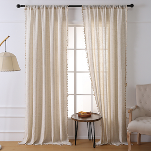 Cortinas de Lino <span class=keywords><strong>para</strong></span> Dormitorio o Sala de Estar, Súper Suaves, Filtrantes de Luz, Estilo Rústico Campestre, Semi Transparentes, con Ojales - Product Image 1