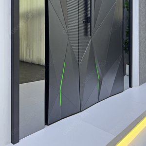 Puertas de Vidrio de Aluminio Fundido Residenciales Modernas, Puerta Frontal de Aluminio Fundido Facetado en 3D Personalizada para la <span class=keywords><strong>Entrada</strong></span> de Residencias de Alta Gama - Product Image 5