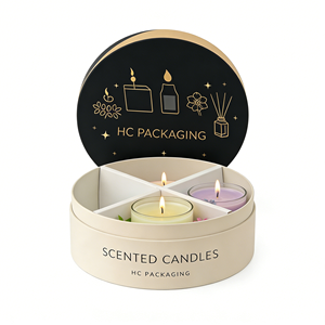 Custom <b>Round</b> Rigid Gift <b>Box</b> for Scented Candles Luxury Cardboard Packaging Safe Insert Candle Foil Stamping Custom Logo Factory - Product Image 3