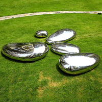 Extérieur Jardin En Acier Inoxydable Galet Art Décoration Sculpture Miroir Paysage Pierre Extérieur Pelouse Rock Design