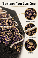 Kit d'art texturé DIY de Noël : Ensemble de peinture d'arbre floral en relief avec perles et finition métallique pour la décoration intérieure