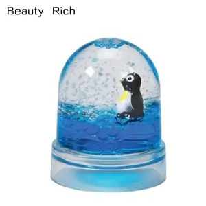 เรซิน/แก้ว Love You เพนกวิน Liquid Snow Globe โดม-ขนาดเล็ก2"