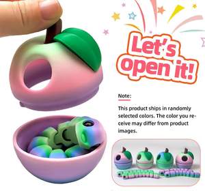 ของเล่นบีบคลายเครียดรูปหนอน 3 มิติ พิมพ์ 3 มิติ ดีไซน์ไม่ซ้ำใคร บรรจุในกล่องแอปเปิ้ล 3 มิติ ของเล่นการ์ตูนพลาสติกเสริมพัฒนาการสำหรับเด็ก - Product Image 2