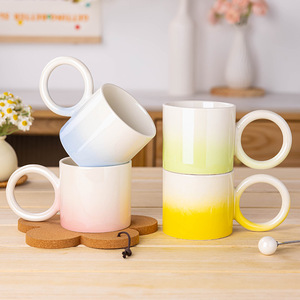 Ceramic Chubby Mug Solid Color Round Handle Single Cup Gift <b>Drinkware</b> - Product Image 2