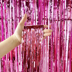Décoration murale pour fête sur le thème de la sorcière magique, 1*2m, en feuille <span class=keywords><strong>plastique</strong></span> imperméable, franges imprimées UV, <span class=keywords><strong>rideau</strong></span> de pluie rose et vert - Product Image 4