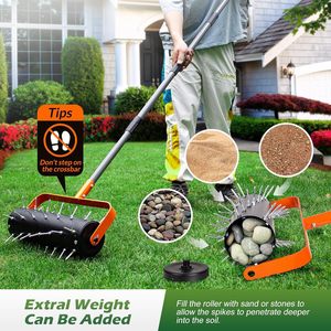 <span class=keywords><strong>Outil</strong></span> de culture du sol à roulettes, type clou détachable, en acier inoxydable, aérateur manuel pour compost, vente chaude - Product Image 4