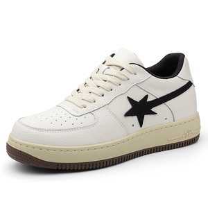 รองเท้าผ้าใบหนังเพิ่มความสูงสำหรับผู้ชาย 10 ซม. รองเท้ากีฬาลำลองเสริมส้นด้านใน 8 ซม. สีขาว - Product Image 2