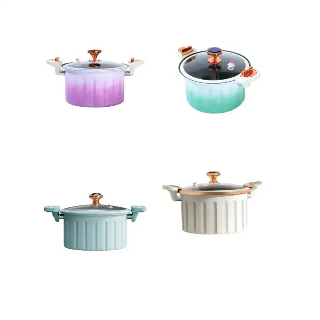 Mascot 8l Orange New Kitchen Cookware Product Cast Iron Non-stick Stew Soup Pot Gas Pumpkin Shape Pressure Cooker