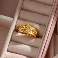 Bague en acier inoxydable, bijou irrégulier pour hommes et femmes, Design spécial, personnalisé, épais et irrégulier plaqué or 18K
