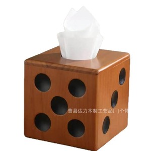 Dice Shaped <b>Wooden</b> Tissue Box Square Home Decorative Storage For <b>Desk</b> Use Handmade <b>Solid</b> Color 3 Layer Capacity - Product Image 5