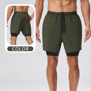Shorts de course d'extérieur respirants pour hommes avec doublure élastique, shorts de sport double couche pour l'entraînement et la gym - Product Image 6