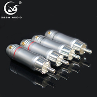 Konektor RCA Jack YIVO XSSH DIY OEM ODM Hifi Lubang Kabel 8mm Kabel Sinyal Cangkang Logam Berlapis Perak Kuningan Konektor Audio RCA Jantan