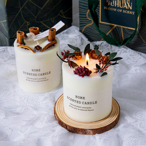 Home Scented Candle Cylindrical Soybean Mixed Wax Natural Plant Extracts Decorative Gift <b>Set</b> - Product Image 2