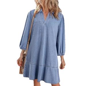<span class=keywords><strong>Abito</strong></span> a maniche lunghe da donna in Denim più colori disponibili - Product Image 5