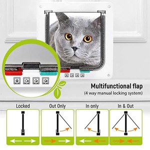 Plaque de porte moderne carrée pour chats et chiens, en acrylique, avec 4 modes de verrouillage, écologique, taille moyenne, pour portes intérieures/extérieures, résistante aux intempéries - Product Image 2