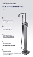 Robinet thermostatique autoportant en laiton brossé pour baignoire, avec bec en nid d'abeille, eau chaude/froide intégrée, pour hôtel, nouveau style chinois