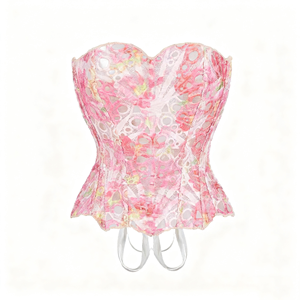 Corset <span class=keywords><strong>de</strong></span> <span class=keywords><strong>cour</strong></span> européen et américain avec haut moulant en maille respirant et sexy, corset double couche en dentelle irrégulière - Product Image 5