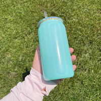 Entrepôt aux États-Unis 16 oz Iridescent Shimmer Rainbow Glitter Bière Can Blank Sublimation Tumbler Cup Mug avec couvercles en plastique