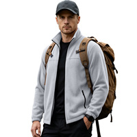 Veste polaire d'hiver en toile brodée Steens pour homme, gris chiné clair, taille S, avec fermeture éclair