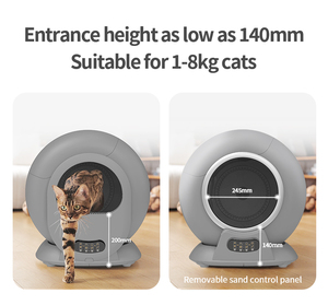 Nouvelle Litière Intelligente Automatique pour Chat 65L Couleur Grise 2026, Norme Européenne, Contrôle par Application avec Élimination des Odeurs et Bac <span class=keywords><strong>à</strong></span> Déchets 9L - Product Image 3