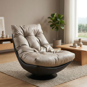 Sillón Moderno Tipo Huevo, Giratorio, de Cuero PU, para Sala de Estar, con Respaldo Acolchado, Asiento Reclinable, Decoración para el Hogar - Product Image 3