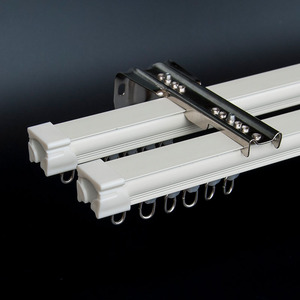 IKSUN Tringle à rideau décorative en alliage d'aluminium pour bureau à domicile Rail à rideau à double ondulation avec support de plafond - Product Image 1