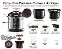 Friteuse à air électrique intelligente en acier inoxydable et autocuiseur 2-en-1 multifonction avec écran LCD pour usage domestique
