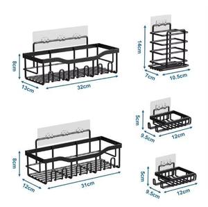 Wall Mount Stainless Steel Shower Caddy With 6 <b>Hooks</b> Waterproof Storage Rack For Bathroom Essentials - Product Image 3