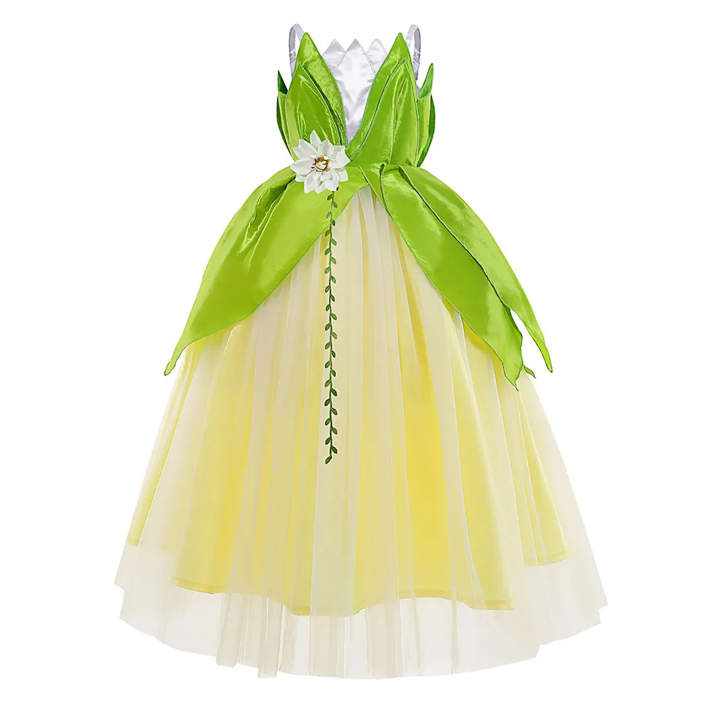 Green Fairy Frog Princess Dress Girls Birthday Party Dress Up Fancy Gown Kids Halloween Elf Costume Outfits with Accessories