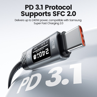 Cable de Carga Rápida Toocki 240W PD3.1 con Pantalla Digital OLED, Chip E Marker, Sincronización de Datos de 480Mbps para Laptop, Teléfono y Tablet