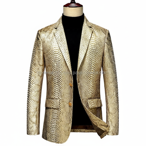 Nouvelle arrivée veste en peau de crocodile métallique pour hommes dans un style vintage confortable nouvelle veste en cuir pour hommes prix de gros - Product Image 1