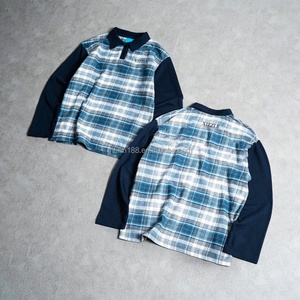 Clothing Custom 100% Cotton <b>Patchwork</b> Design Oversized Plaid Flannel <b>Shirts</b> Long Sleeve for Men High Quality Polo <b>Shirt</b> Button - Product Image 1