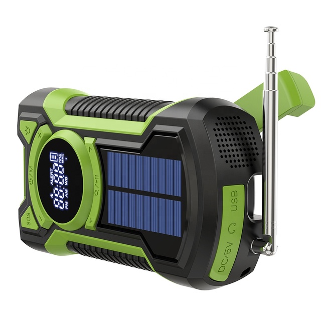 IP5 Anti-Dust Waterproof Portable AM/FM Radio 5000mAh Phone Charger BT Speaker Emergency Hand Crank Solar Flashlight Radio