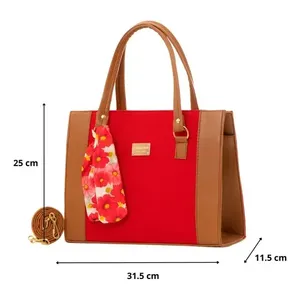 Bolso Tote Rojo de Yute para Mujer Fana Henri con Bolsillo con Cremallera, Estilo Vegano para Todas las Temporadas - Product Image 3