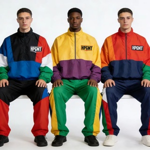 メンズ用ルーズウィンドブレーカー2ピースセット 軽量ナイロントラックスーツ - Product Image 1