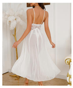 Haute qualité <span class=keywords><strong>dos</strong></span> <span class=keywords><strong>nu</strong></span> perle jarretelle col en v chemise de nuit Lingerie Sexy dentelle Chemise vêtements de nuit <span class=keywords><strong>nuisette</strong></span> femmes fronde vêtements de maison - Product Image 3