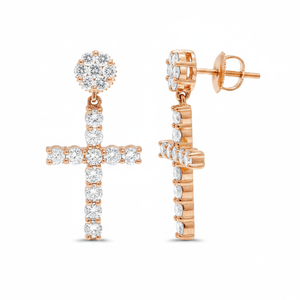 Pendiente de diamante Natural para mujer, pendiente de gota de cruz de Color I / GH - Product Image 2