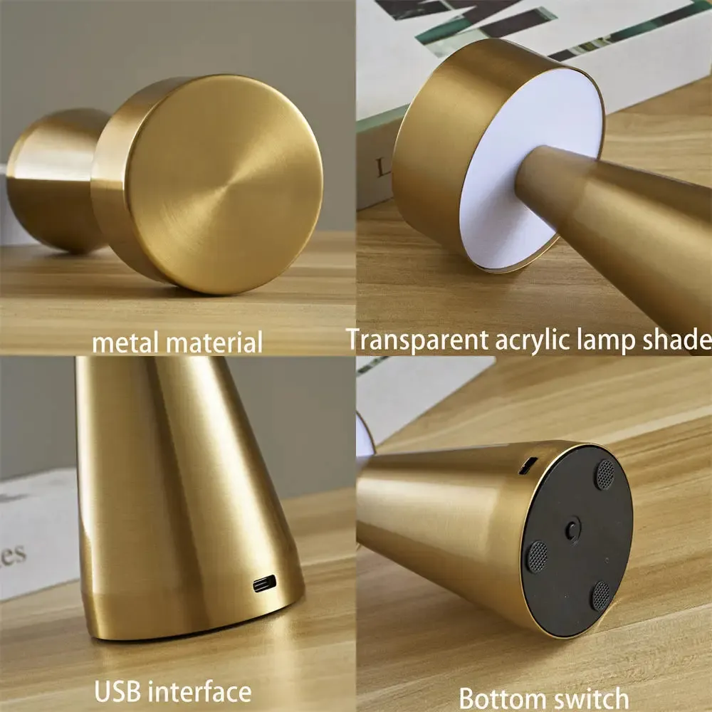 Moderne Metallbar LED-Tischlampe kabellos touch wiederaufladbar Restaurant Hotel Schlafzimmer Luxusdekoration USB-Lampe