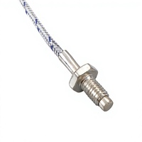Sensor de Temperatura Termopar Tipo K con Tornillo M6, Rosca Métrica de 1 mm / UNC de 1.25 mm, Cable Trenzado de Acero Inoxidable con Terminal en U