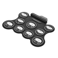 Kit de tambour Portable en silicone avec 9 baguettes et pédales, pour enfants débutants, tambour électronique et numérique, USB