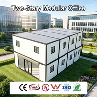 Bâtiment de bureaux modulaire empilable à deux étages avec structure galvanisée et salle de réunion intégrée pour plusieurs niveaux