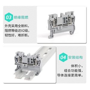 บล็อกขั้วต่อสปริง Chkl St2.5 ทองแดง สำหรับราง Din เชื่อมต่อเร็ว แบบเสียบตรง - Product Image 2